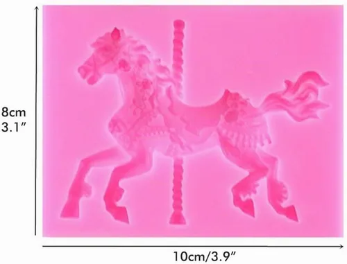 Vista 3 de Caballo de carrusel 3D, decoraciones de silicona para tartas de fondant, chocolate