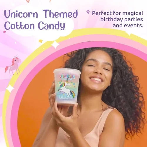 Vista 6 de Unicornucopia Algodón de Azúcar 3oz - Algodón de Azúcar Arcoíris de 6 Sabores - Caramelo de Fiesta de Cumpleaños de Unicornio para Bolsas de Fiesta