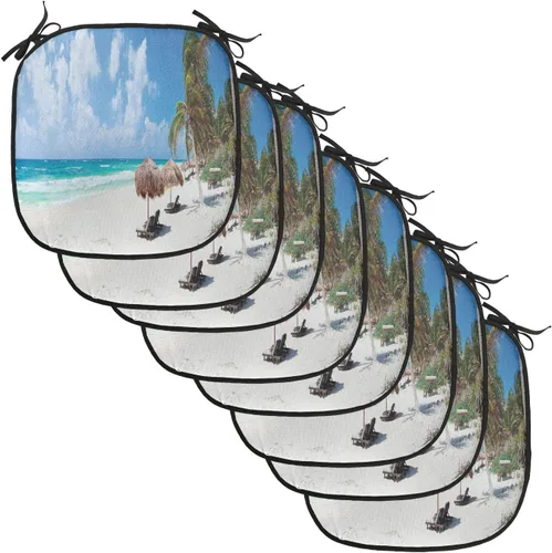 Vista 104 de Lunarable Cojín para silla costera, diván del desierto, descanso solitario, vacaciones, tropical, resort playa, ocio, asiento acolchado para cocina