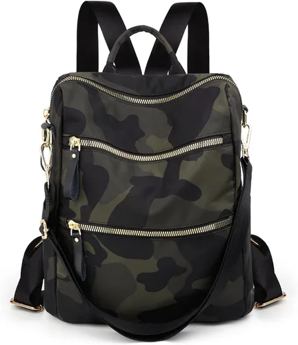 Vista 2 de Uromee Mochila para mujer, bolsa de hombro impermeable de nailon para viaje, 303 Camo, Mochilas Daypack