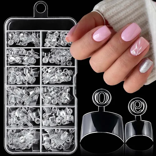 Vista 9 de 240 puntas de uñas de gel de almendra, uñas postizas cortas, uñas postizas transparentes, puntas de uñas de almendra extra cortas, puntas de uñas