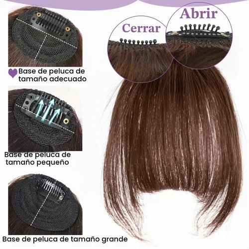 Vista 4 de Peluca de cabello humano real, color marrón y negro Marrón/Negro