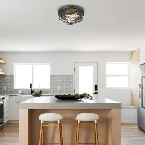 Vista 7 de Darkaway Lámpara de Techo Empotrada para Interiores y Exteriores Accesorios de Iluminación de Techo con Pantalla de Vidrio con Ondas de Agua