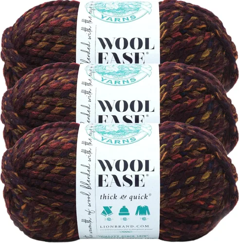 Vista 181 de Lion Brand Yarn - Ovillo de lana Wool-Ease Thick & Quick color fuerza aérea Super Bulky Wool Acrylic Blend Fiber for Soft Hats, Sweaters, Chunky