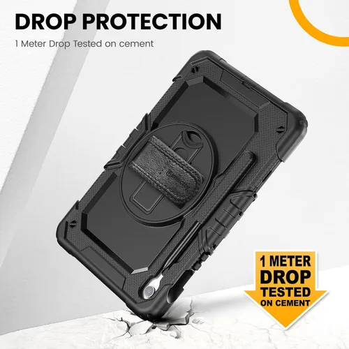 Vista 3 de Timecity - Funda protectora resistente para Samsung Galaxy Tab S10 Lite, S10 FE, S9 FE 5G, S9, 10.9 y 11 pulgadas, con protector de pantalla, Negro