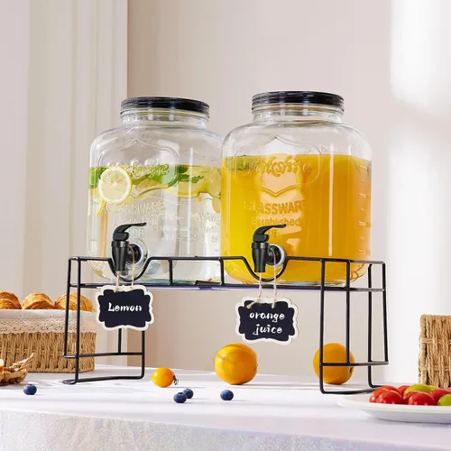 Vista 3 de 2 dispensadores de bebidas de 1.5 galones para fiestas, dispensador de bebidas con soporte, dispensadores grandes de bebidas de agua con espita