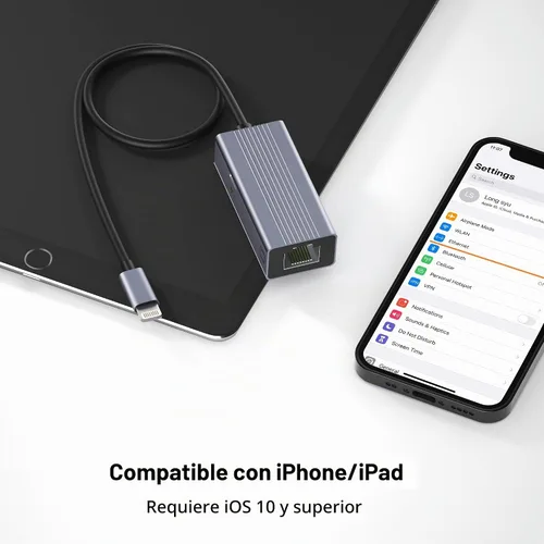 Vista 4 de Adaptador Lightning a Ethernet [certificado MFi de Apple], adaptador de red LAN Ethernet IVSHOWCO iPhone iPad a RJ45 con puerto de carga, alta