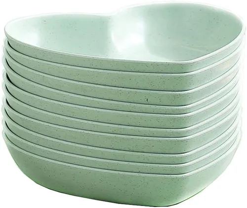 Vista 13 de Juego de 10 platos llanos en forma de corazón, platos de 6 pulgadas, bandeja para frutas, aperitivos, sin BPA (beige)