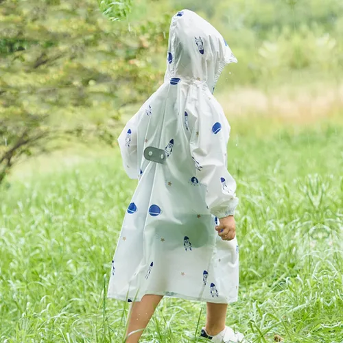 Vista 5 de Toddler Kids Raincoat Boys Girls Rain Jacket Lightweight Rain Poncho Waterproof Outwear Rainwear