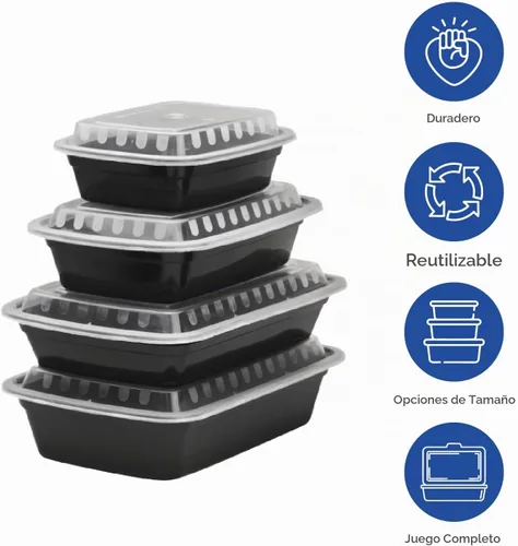 Vista 3 de Karat Contenedores de preparación de comidas [12 oz - 150 unidades] Contenedores reutilizables y desechables para llevar con tapas - Cajas Bento