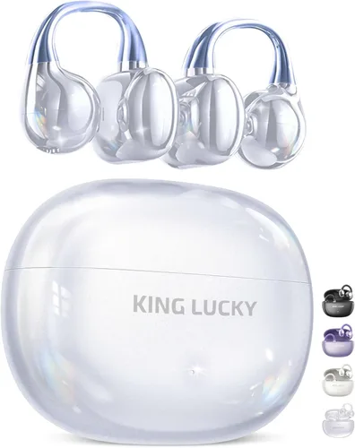 Vista 12 de King Lucky Auriculares de clip Gen 3, auriculares inalámbricos Bluetooth 6.0 de oreja abierta con micrófono, ajuste seguro para orejas pequeñas