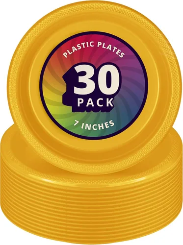 Vista 13 de DecorRack 30 platos de plástico pequeños, resistentes de 7 pulgadas desechables, color negro