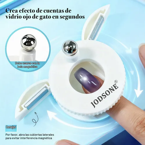 Vista 5 de JODSONE Imán giratorio 2 en 1 de ojo de gato para uñas, en forma de U y herramienta de imán de uñas ajustable de 360° con imán de bola, efecto de m4