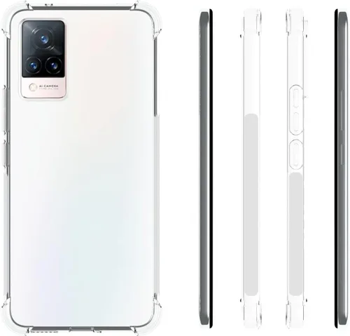 Vista 2 de USTIYA Funda para Vivo V21 5G Clear TPU Cuatro Esquinas Cubierta Protectora Transparente Suave Funda