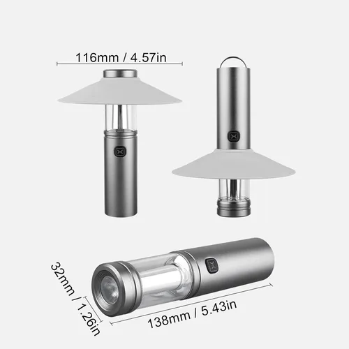 Vista 6 de Luqeeg Linterna de campamento, 3 en 1, imán para exteriores, linterna LED con pantalla desmontable, 5 modos, gancho para colgar, IP65, a prueba