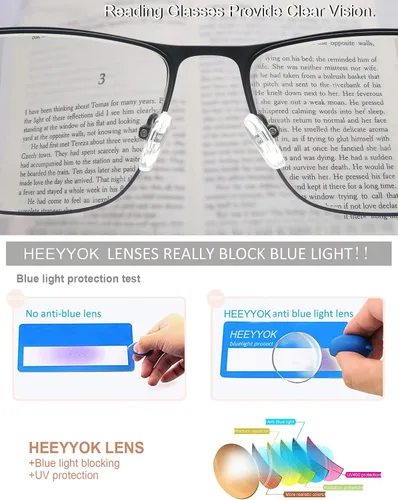 Vista 5 de HEEYYOK Gafas de lectura para hombre, 3.00, paquete de 3 lentes de lectura con bloqueo de luz azul, para lectura de metal, antifatiga ocular/migraña