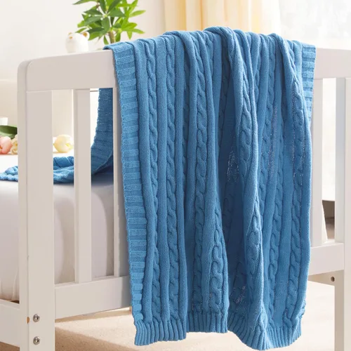 Vista 13 de NTBAY Manta de punto de cable 100% algodón puro para niño pequeño, súper suave, cálida y transpirable, 30x40, manta para bebé para cuna, cochecito