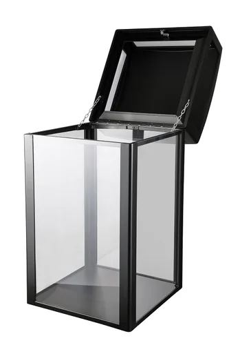 Vista 3 de Alpine Industries Bote de basura para exteriores de 40 galones con paneles transparentes, cubos de basura resistentes con contenedor extraíble