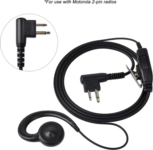 Vista 2 de Auricular Walkie Talkie giratorio con gancho en C de 1 cable