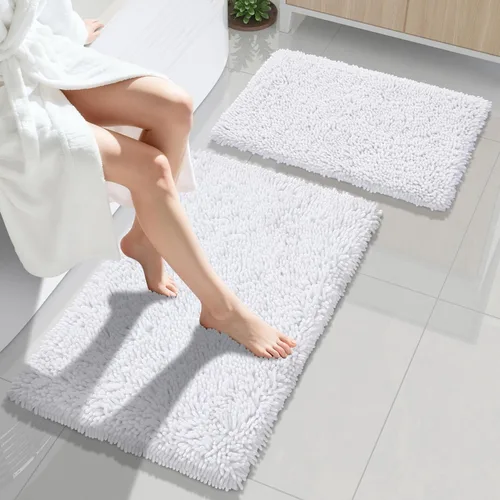 Vista 46 de Yimobra Juego de 2 alfombras de baño, alfombra de baño suave y absorbente y alfombra de inodoro en forma de U con respaldo antideslizante, alfombras