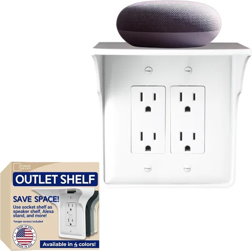 Vista 8 de Power Perch - Estante de doble pared con correa de almacenamiento de cable, despeja y recupera el espacio de la encimera del baño, soporte Alexa