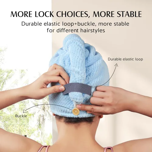 Vista 6 de YFONG Paquete de 3 Toallas Grandes de Microfibra para Envolver el Cabello, 30" x 10" Más Gruesas Anti Encrespamiento Secado Rápido Toallas