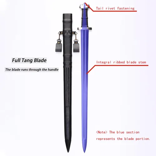 Vista 5 de Handmade Cast Sharp Blade Medieval Sword, Full Tang, with Leather Protective Cover,Real Metal Sword for Collection Gift