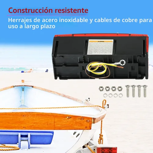 Vista 3 de Luces LED de remolque de 12 V, sumergibles e impermeables, luces traseras rectangulares de perfil bajo para RV, marina, barcos, remolques