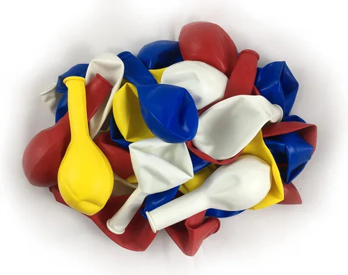 Vista 3 de KADBANER Globos blancos, amarillos, rojos y azules, paquete de 100, globos de látex de 12 pulgadas