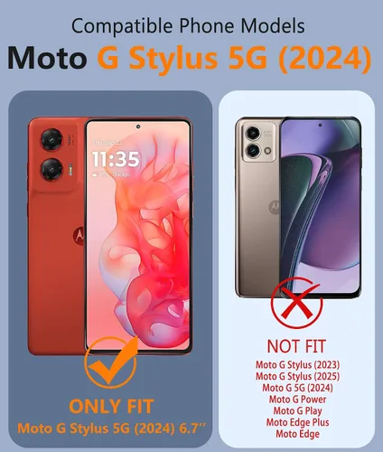 Vista 2 de FNTCASE Funda para Motorola Moto-G Stylus-5G-2024: Cubierta protectora ligera de grado militar para teléfono celular, flexible, antiamarillamiento