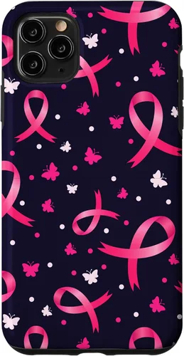 Vista 13 de Funda de soporte para iPhone 17 de mujeres de concientización sobre el cáncer de mama con patrón de cinta rosa