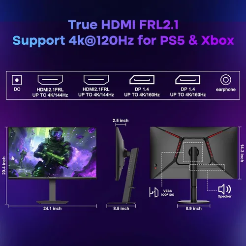 Vista 51 de Amzfast - Monitor de juegos de 24 pulgadas 180Hz 200Hz FHD 1080p, monitor de computadora, sincronización adaptativa de 1 ms, 3000:1, pantalla HDR
