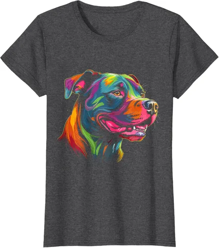 Vista 7 de Pit Bull Mom Dog Lover Colorido Artistic Pitbull Owner - Camiseta para mujer, Negro