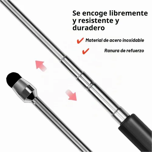 Vista 4 de Lápiz óptico telescópico universal para pantallas táctiles, puntero retráctil y lápiz capacitivo con punta especial de flocado, extensible de alta