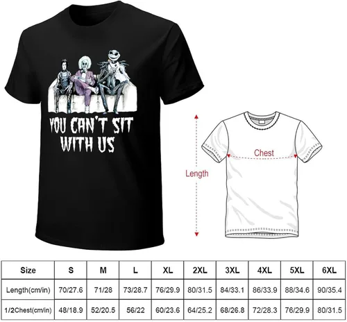 Vista 2 de Camiseta básica de algodón de manga corta con personajes de Tim Burton de Halloween para hombre y mujer