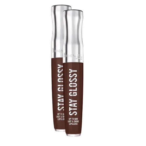 Vista 10 de Rimmel Stay Glossy Brillo de Labios - Fórmula No Pegajosa y Ligera para Color y Brillo de Labios - 030 Cake for Breakfast, .18oz 030 Pastel