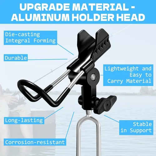 Vista 2 de Fishing Rod Holder for Ground, 2/4pcs Fishing Pole Holders for Ground, Bank Fishing Rod Holder with 360° Adjustable Extra Long Drill Stake Rod Stand