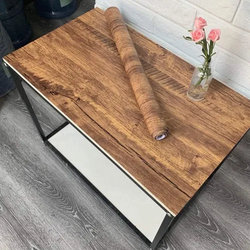 Vista 4 de EeeComing Papel de contacto de madera envejecida marrón y papel tapiz de madera envejecida marrón