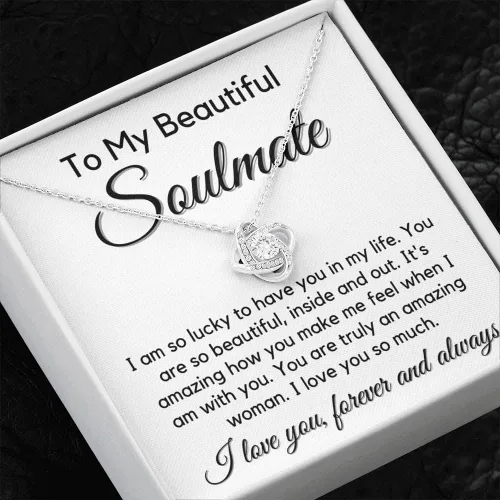 Vista 3 de Collar con nudo de amor para mi alma gemela - My Lovely Wife, regalos para novia, regalos románticos para ella de marido a esposa, día de San