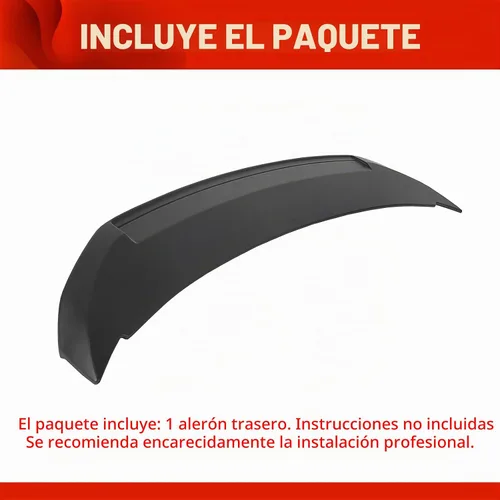 Vista 6 de ECOTRIC Alerón trasero de maletero compatible con Ford Mustang Coupé 2010-2014 estilo Shelby GT500 sin pintar negro