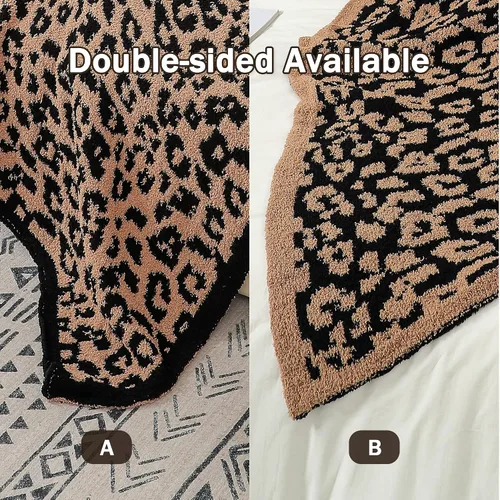 Vista 3 de bearberry Manta de Tiro Mullida de Punto de Leopardo, Manta de Microfibra Suave, Acogedora y Cálida para Sofá, Cama, Viajes (Leopardo, 51"x70")