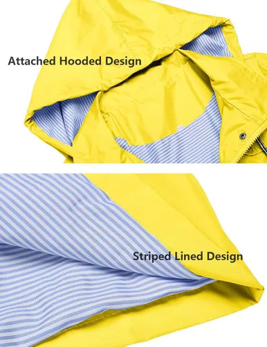 Vista 5 de Doreyi Chaqueta impermeable para mujer, con forro a rayas, ligera, impermeable al aire libre