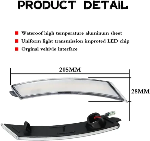 Vista 6 de Faros Laterales Delanteros LED de Lente Clara y Ámbar Compatibles con 2006-2010 Pontiac Solstice, 2007-2010 Saturn Sky