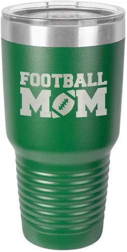 Vista 14 de FOOTBALL MOM - Vaso negro de 30 onzas con popote y tapa superior deslizante Taza de viaje de acero inoxidable Comparar con Yeti Rambler