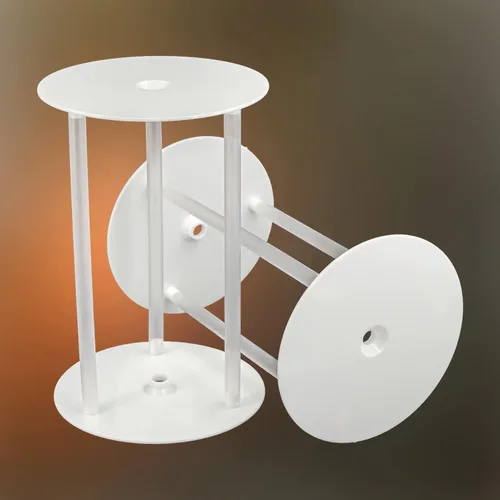 Vista 2 de Soporte para pasteles de boda, soporte para pasteles blancos, soporte de doble capa para tartas de plástico PP de grado alimenticio, soporte