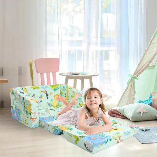Vista 4 de Sofá plegable para niños 2 en 1 sofá convertible para niños a tumbona Animales (Animals)