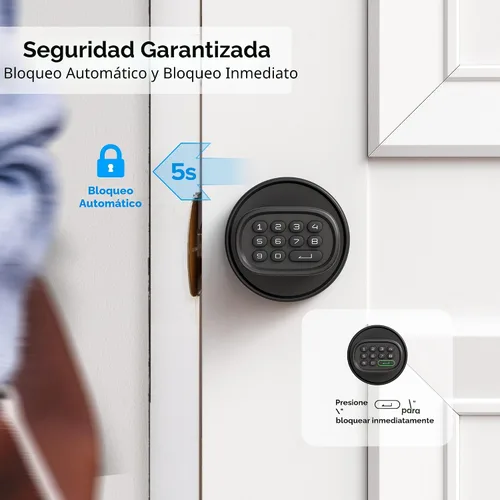 Vista 7 de ThorBolt Pomo de puerta de huellas dactilares, perilla de puerta sin llave con teclado biométrico electrónico, bloqueo automático para puertas