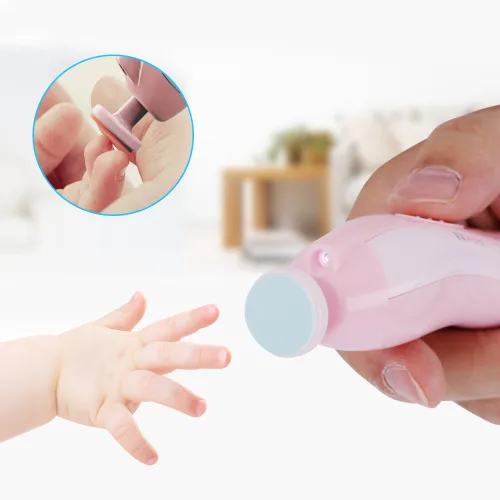 Vista 2 de Cortadora de uñas eléctrica 6 en 1 para bebés, dispositivo de pulido para dedos de los pies y uñas, funciona con pilas para bebés, niños y adultos
