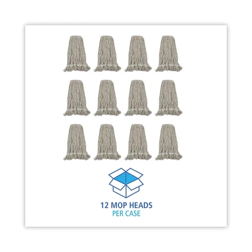 Vista 7 de Boardwalk BWK424CCT 24 oz. Pro Loop Web/Tailband Algodón Wet Mop Head - Blanco (12/Cartón)