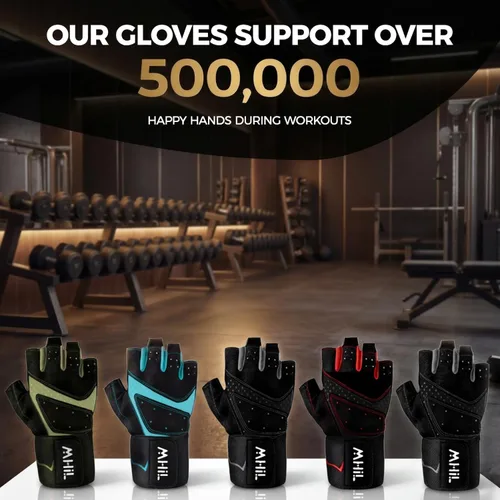 Vista 8 de MhIL Guantes de entrenamiento para hombres – Guantes de gimnasio cómodos para hombres con agarre mejorado para seguridad y protección de las manos